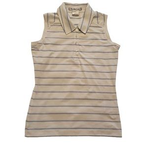 Nike Golf Tour Performance Sleeveless Polo. Off-White/Black. Stripe. Size M